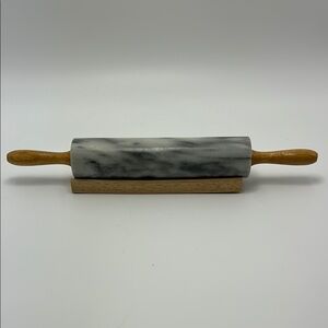 Gray Marble Rolling Pin with Wooden Handles